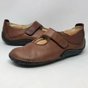 Wolky Brown Leather Mary Jane Comfort Shoes Hook & Loop Strap Walking Size 9